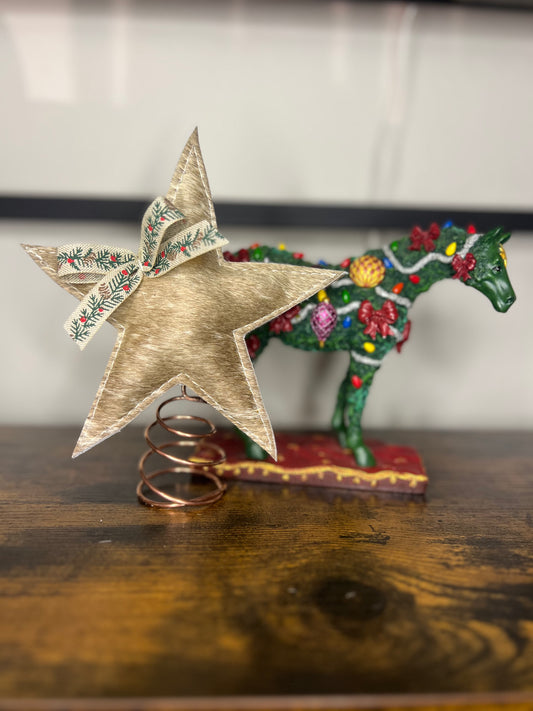 Beige Cowhide Christmas Tree Topper