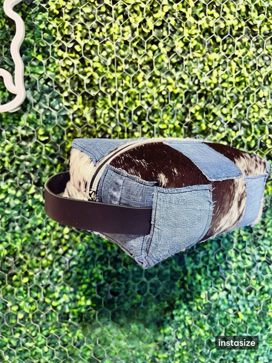 Checkered Denim & HideTravel Bag